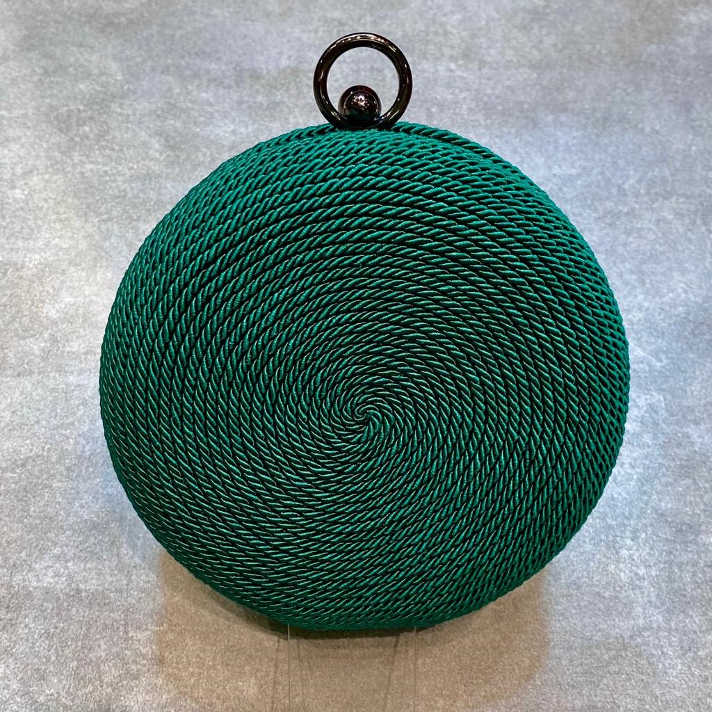 Clutch de corda Verde esmeralda redonda
